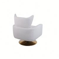 Teddy Fabric 360-Degree Swivel Accent Chair For Stylish Living Room Decor White