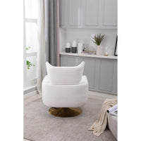 Teddy Fabric 360-Degree Swivel Accent Chair For Stylish Living Room Decor White