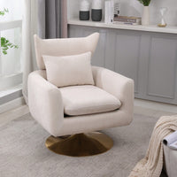 Teddy Fabric 360-Degree Swivel Accent Chair For Stylish Living Room Decor White
