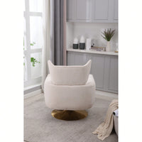Teddy Fabric 360-Degree Swivel Accent Chair For Stylish Living Room Decor White