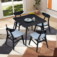 35.43 Inch Space-Saving Wooden Dining Table For 4, Modern Square Kitchen Table For Living Room, Apartment, And Restaurant, Black Finish