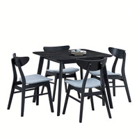 35.43 Inch Space-Saving Wooden Dining Table For 4, Modern Square Kitchen Table For Living Room, Apartment, And Restaurant, Black Finish