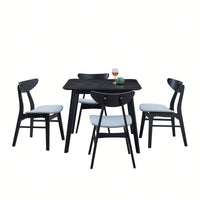 35.43 Inch Space-Saving Wooden Dining Table For 4, Modern Square Kitchen Table For Living Room, Apartment, And Restaurant, Black Finish