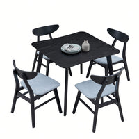 35.43 Inch Space-Saving Wooden Dining Table For 4, Modern Square Kitchen Table For Living Room, Apartment, And Restaurant, Black Finish