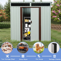 6ft X 5ft White Outdoor Metal Storage Shed For Garden And Tools