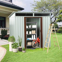 6ft X 5ft White Outdoor Metal Storage Shed For Garden And Tools