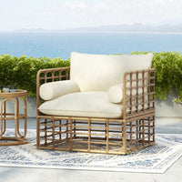 Boho Rattan Accent Chair With Cushions For Stylish Living Room Sunroom Or Patio Relaxation