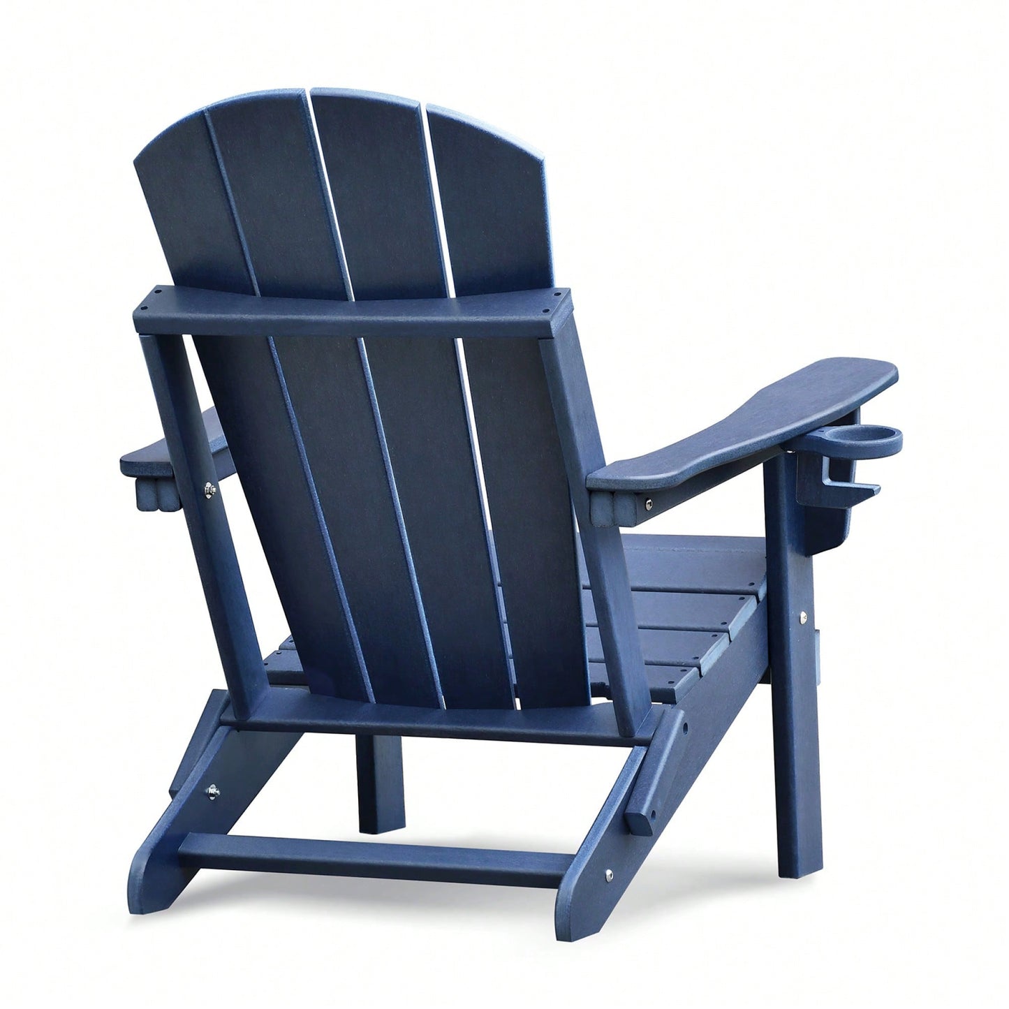 Folding Outdoor Adirondack Chair Set Of 2 With Table, All-Weather HDPE Ergonomic Fire Pit Chairs For Patio Garden Deck Balcony Navy Blue