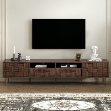 Mid Century Modern TV Stand for TVs Up to 85 Inches with 2 Drawers Stylish Media Console Table for Living Room Bedroom Home Theatre