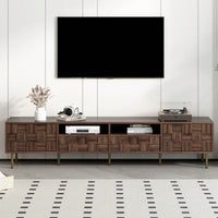 Mid Century Modern TV Stand for TVs Up to 85 Inches with 2 Drawers Stylish Media Console Table for Living Room Bedroom Home Theatre