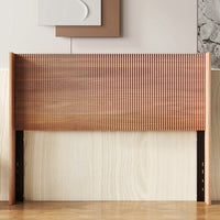 Modern Farmhouse Wing-Back Headboard With Convex Groove Design In Golden Oak For Queen Bed