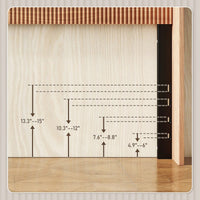 Modern Farmhouse Wing-Back Headboard With Convex Groove Design In Golden Oak For Queen Bed