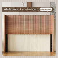 Modern Farmhouse Wing-Back Headboard With Convex Groove Design In Golden Oak For Queen Bed