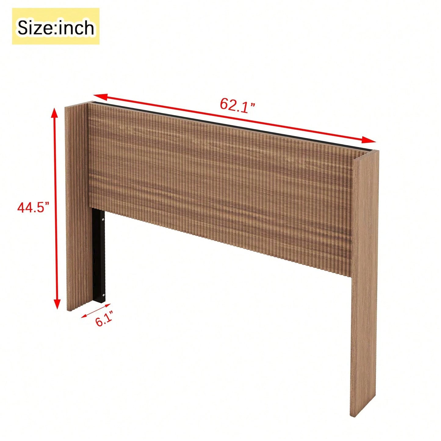 Modern Farmhouse Wing-Back Headboard With Convex Groove Design In Golden Oak For Queen Bed