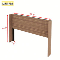 Modern Farmhouse Wing-Back Headboard With Convex Groove Design In Golden Oak For Queen Bed