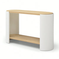 Compact Nightstand With Dual Storage Shelves For Small Spaces In Natural And White Finish