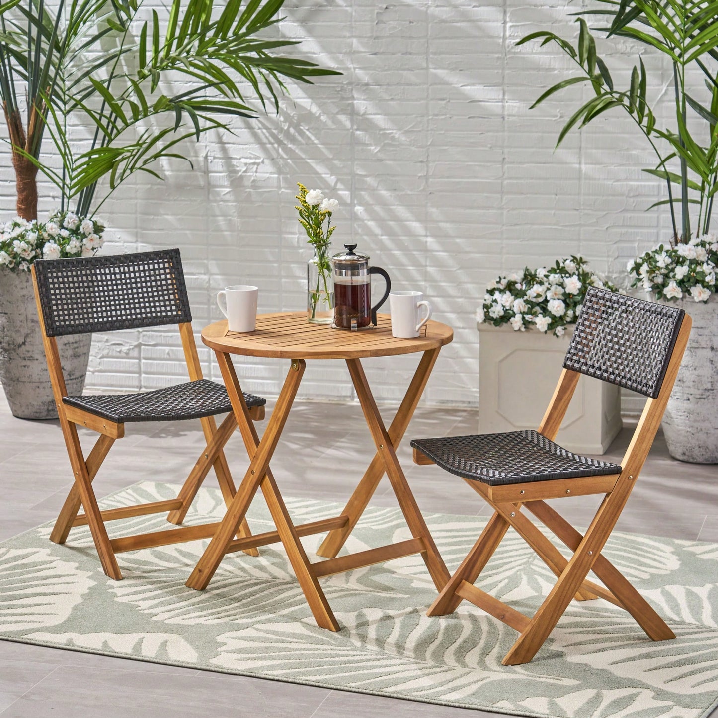 Stylish Outdoor Bistro Set With 2 Chairs And 1 Table For Patio Dining