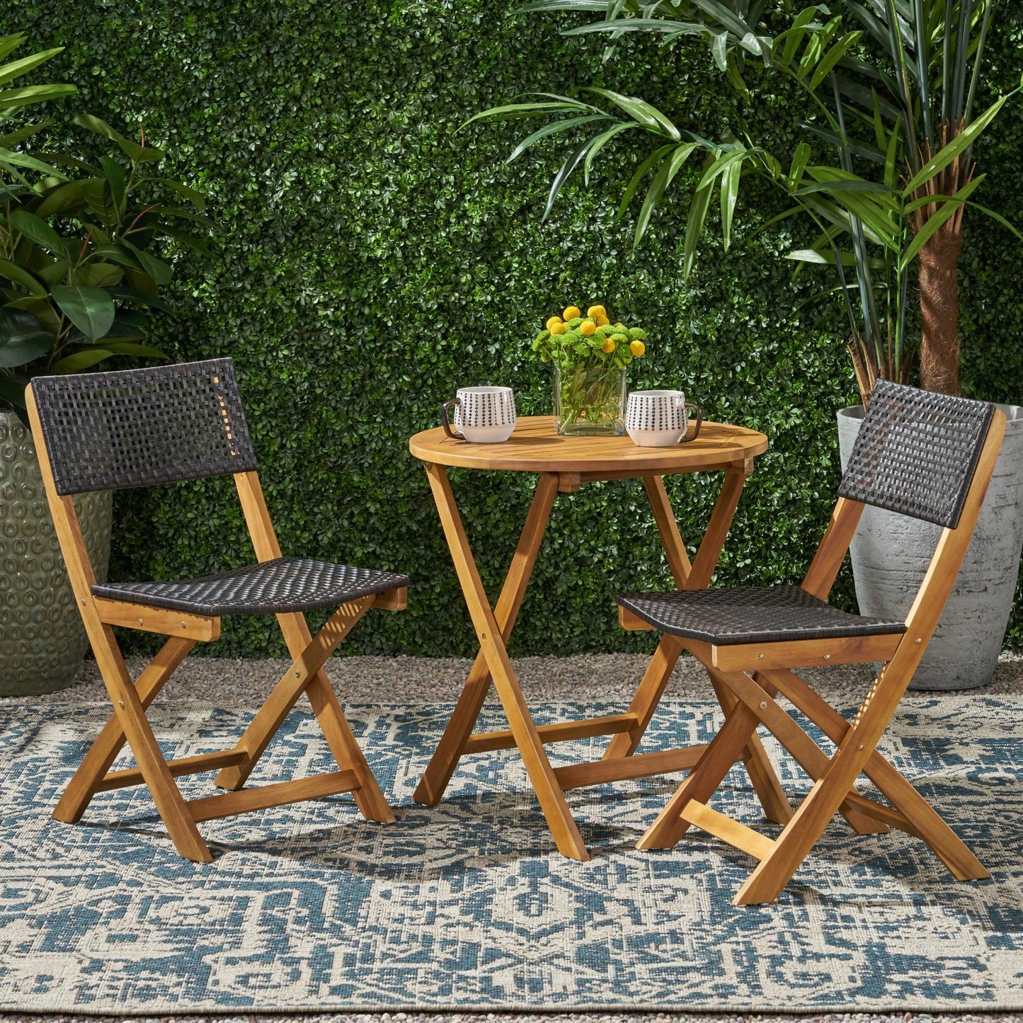 Stylish Outdoor Bistro Set With 2 Chairs And 1 Table For Patio Dining