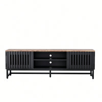 63 Inch Mid Century Modern TV Stand With Slatted Doors Stylish Media Console For Living Room And Bedroom Storage Entertainment Center