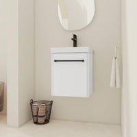 Compact Wall-Mounted Bathroom Vanity With Ceramic Sink And Soft-Close Cabinet Door For Small Spaces