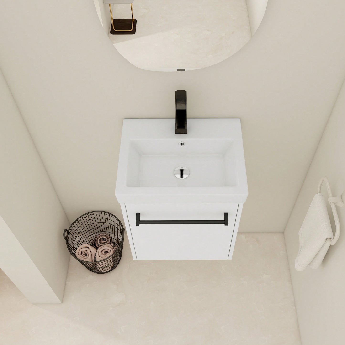 Compact Wall-Mounted Bathroom Vanity With Ceramic Sink And Soft-Close Cabinet Door For Small Spaces