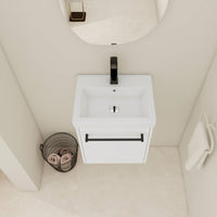 Compact Wall-Mounted Bathroom Vanity With Ceramic Sink And Soft-Close Cabinet Door For Small Spaces