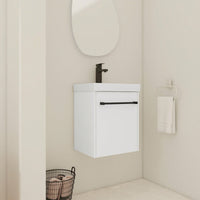 Compact Wall-Mounted Bathroom Vanity With Ceramic Sink And Soft-Close Cabinet Door For Small Spaces