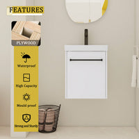Compact Wall-Mounted Bathroom Vanity With Ceramic Sink And Soft-Close Cabinet Door For Small Spaces