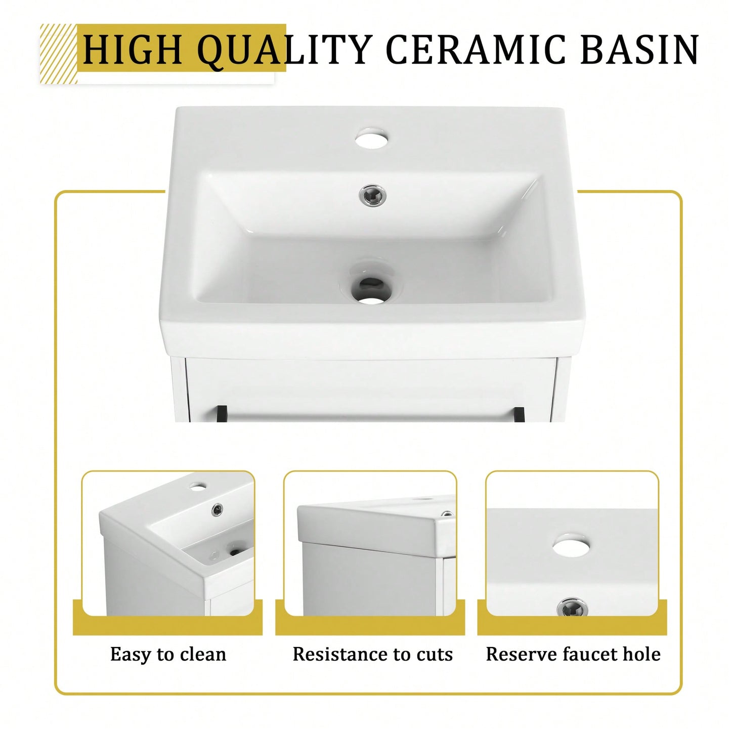 Compact Wall-Mounted Bathroom Vanity With Ceramic Sink And Soft-Close Cabinet Door For Small Spaces