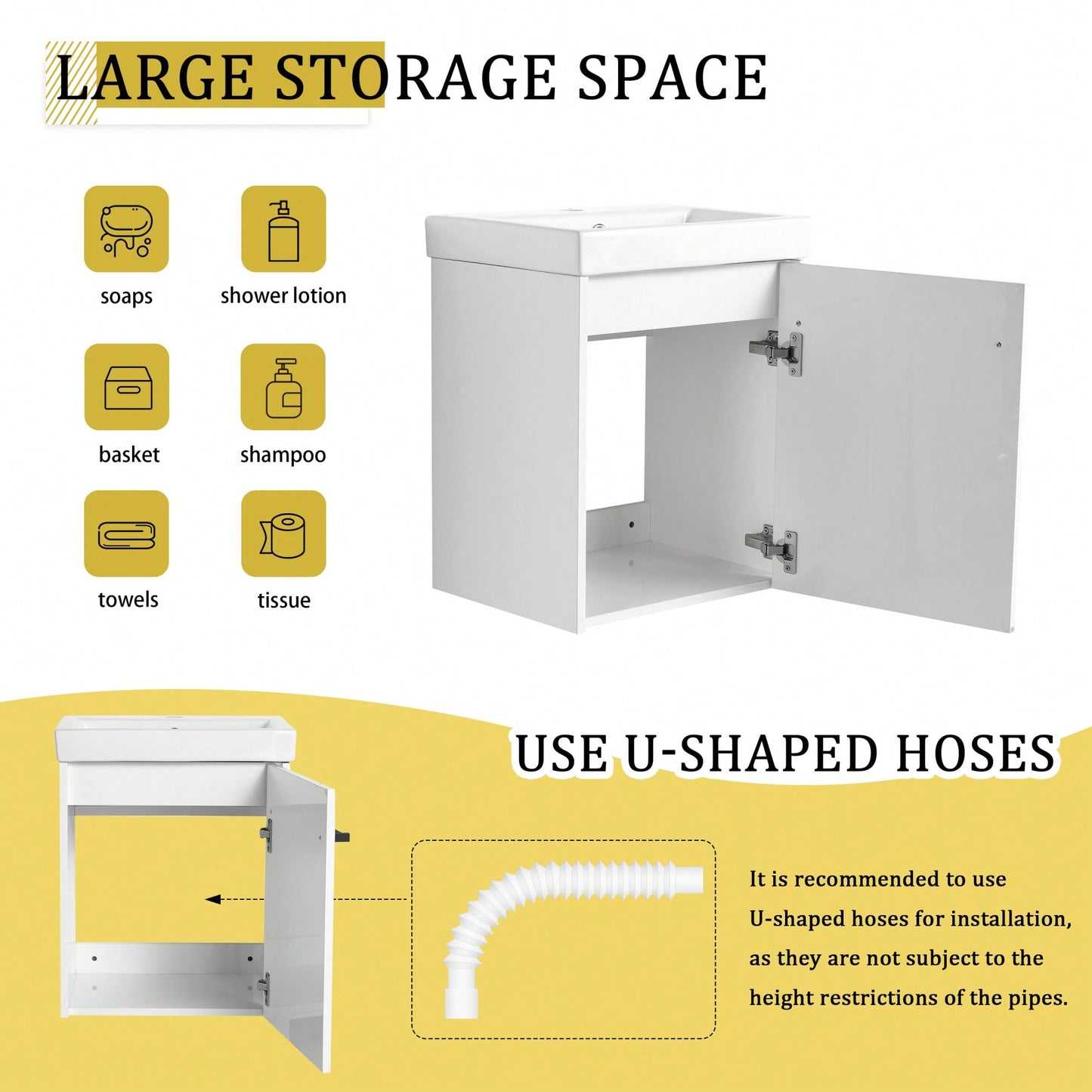 Compact Wall-Mounted Bathroom Vanity With Ceramic Sink And Soft-Close Cabinet Door For Small Spaces