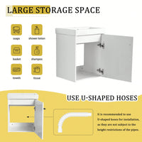 Compact Wall-Mounted Bathroom Vanity With Ceramic Sink And Soft-Close Cabinet Door For Small Spaces