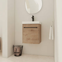 Compact Wall-Mounted Bathroom Vanity With Ceramic Sink And Soft-Close Cabinet Door For Small Spaces