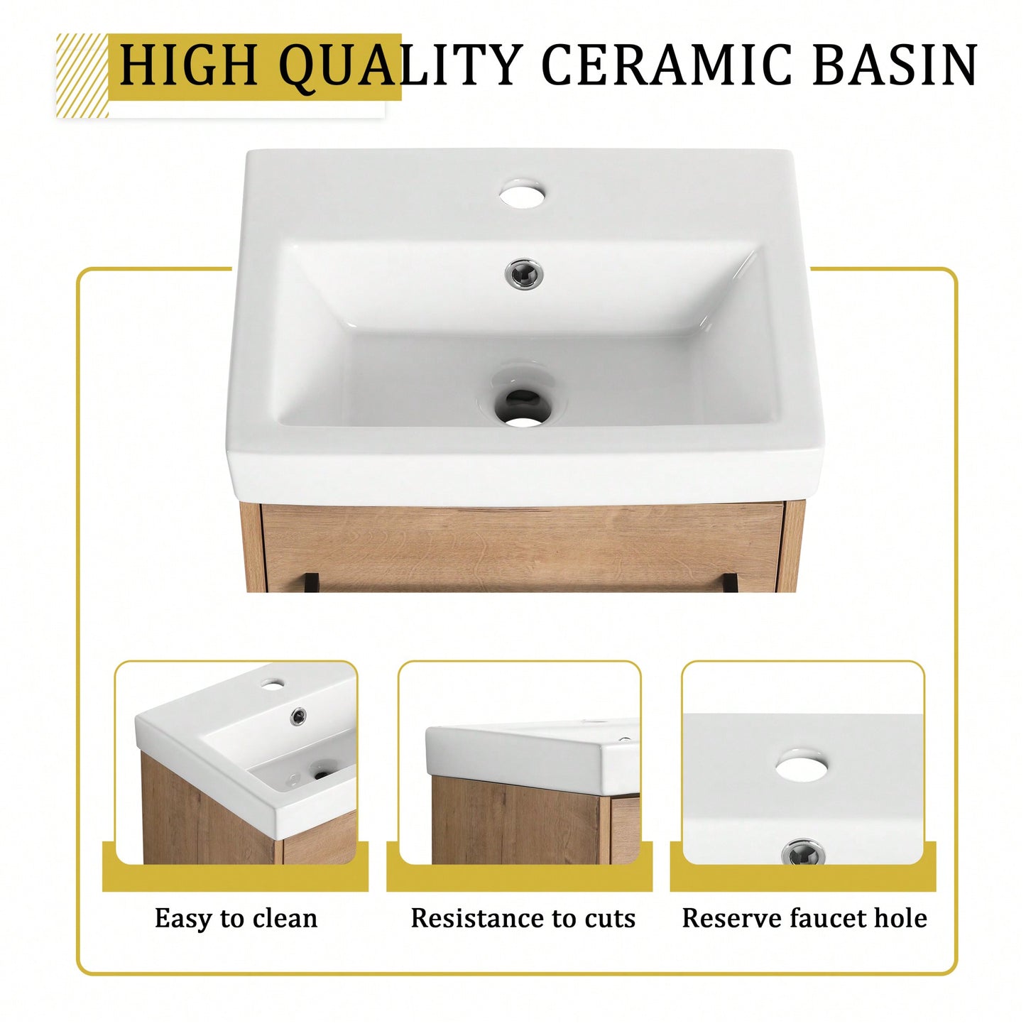 Compact Wall-Mounted Bathroom Vanity With Ceramic Sink And Soft-Close Cabinet Door For Small Spaces