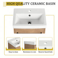 Compact Wall-Mounted Bathroom Vanity With Ceramic Sink And Soft-Close Cabinet Door For Small Spaces