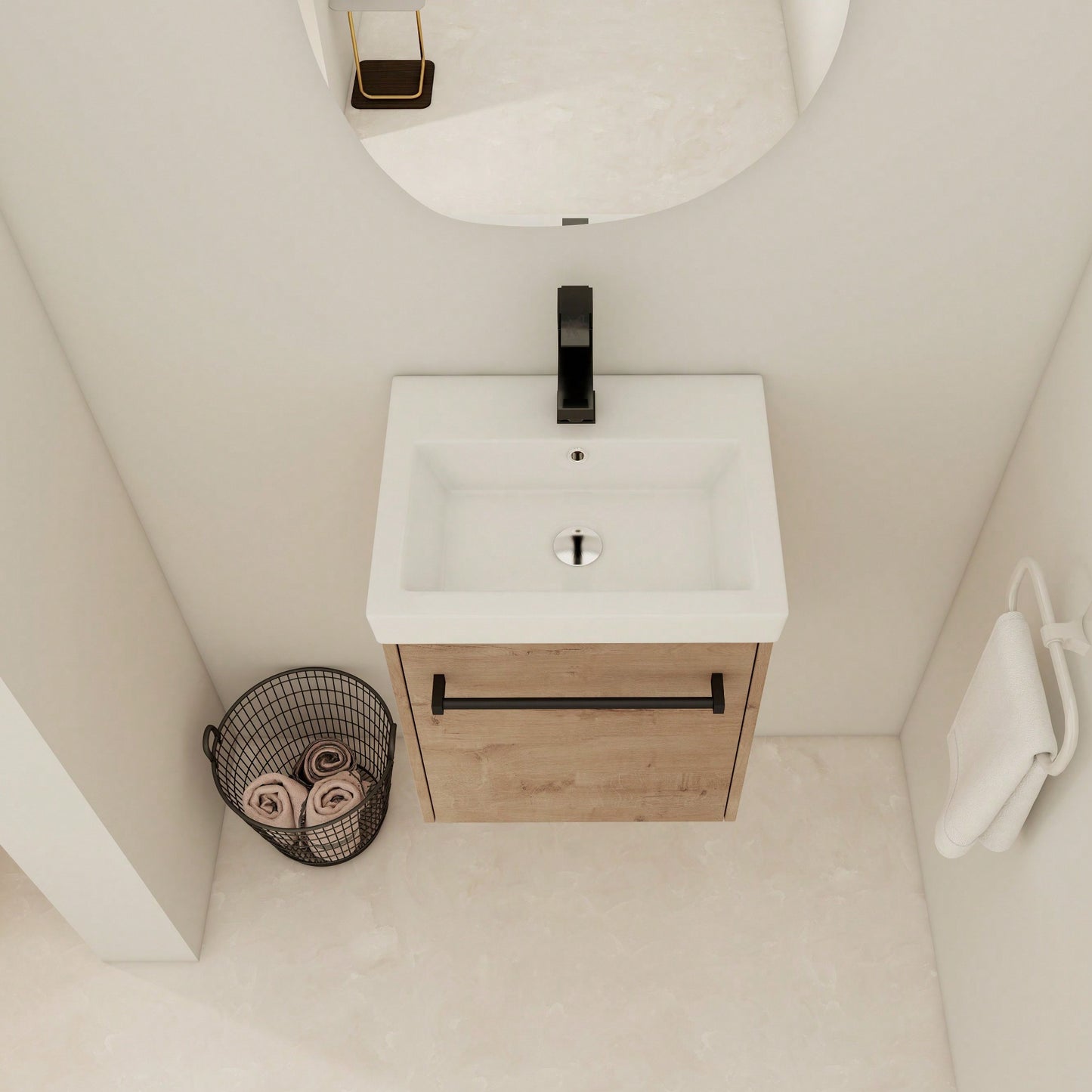 Compact Wall-Mounted Bathroom Vanity With Ceramic Sink And Soft-Close Cabinet Door For Small Spaces