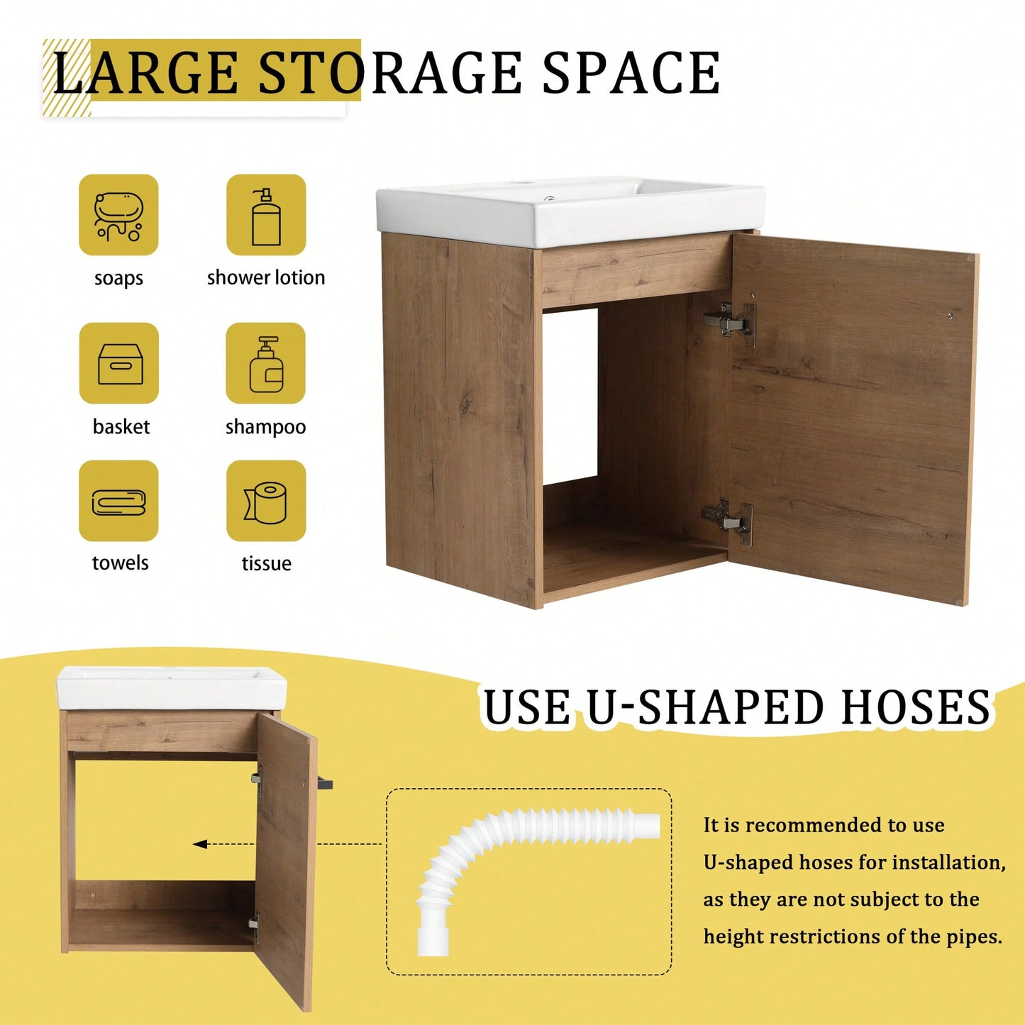 Compact Wall-Mounted Bathroom Vanity With Ceramic Sink And Soft-Close Cabinet Door For Small Spaces