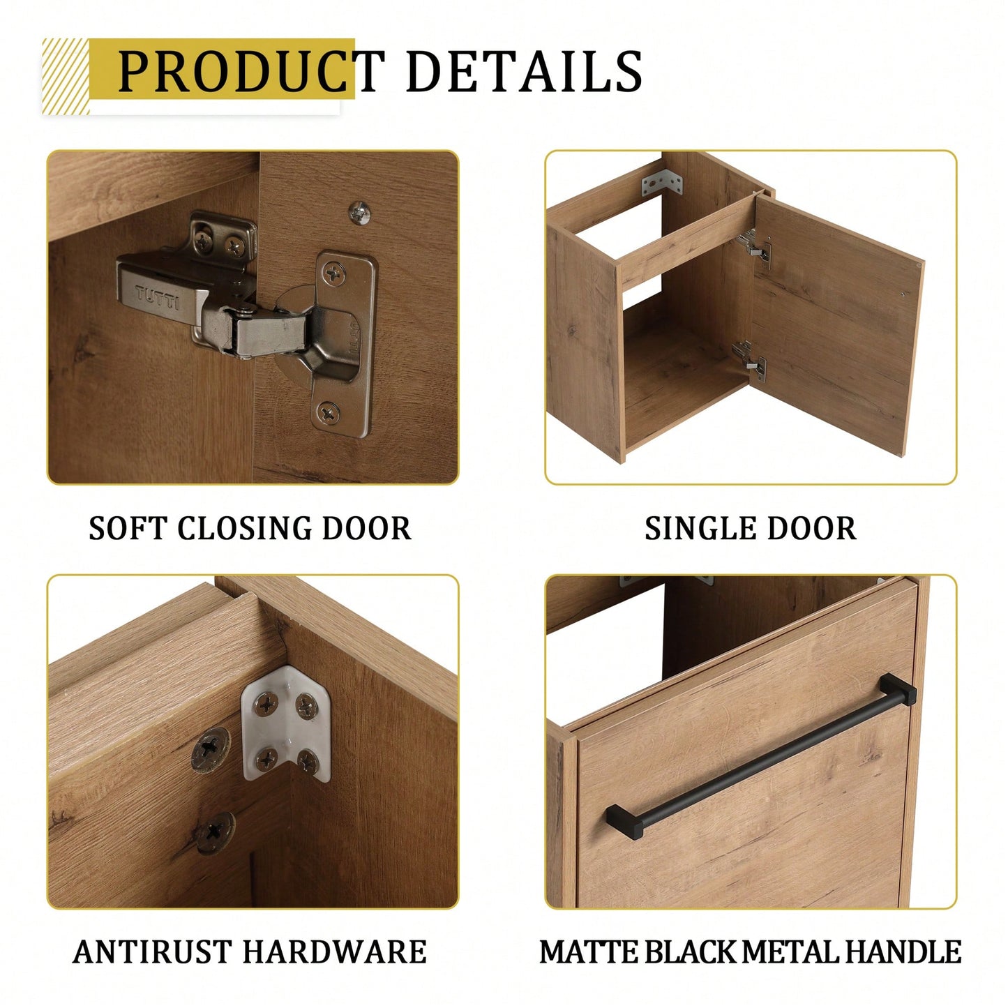 Compact Wall-Mounted Bathroom Vanity With Ceramic Sink And Soft-Close Cabinet Door For Small Spaces