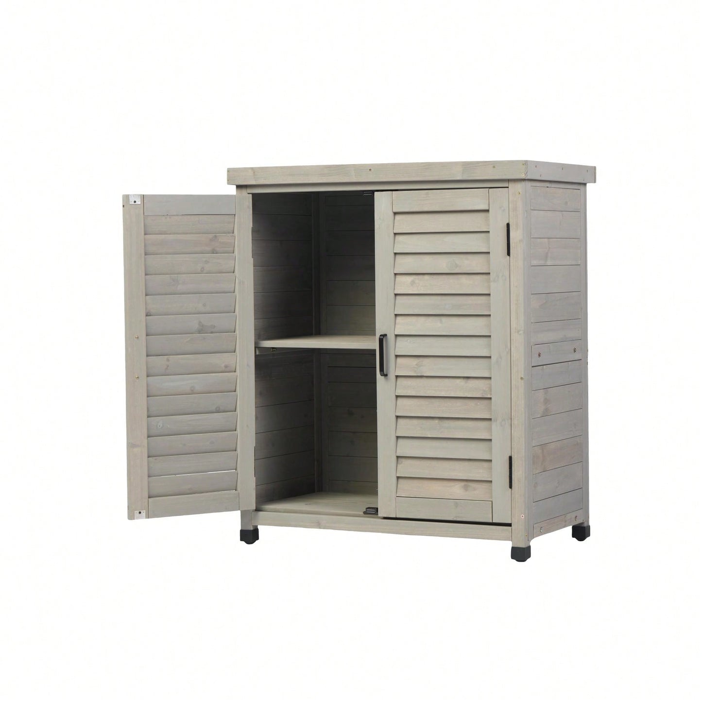 Outdoor Potting Bench With Storage Cabinet And Metal Top For Garden Patio Workstation