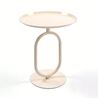 Lantern-Shaped Small Round Metal End Table For Living Room Corners Modern Accent Pedestal Table 21.3 Inch Height Ideal For Small Spaces