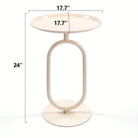 Lantern-Inspired Metal Accent Table For Small Spaces 24 Inch Height Modern Round Side Table For Living Room Corners And Cocktail Use