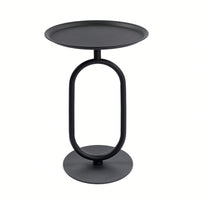 Lantern-Inspired Metal Accent Table For Small Spaces 24 Inch Height Modern Round Side Table For Living Room Corners And Cocktail Use