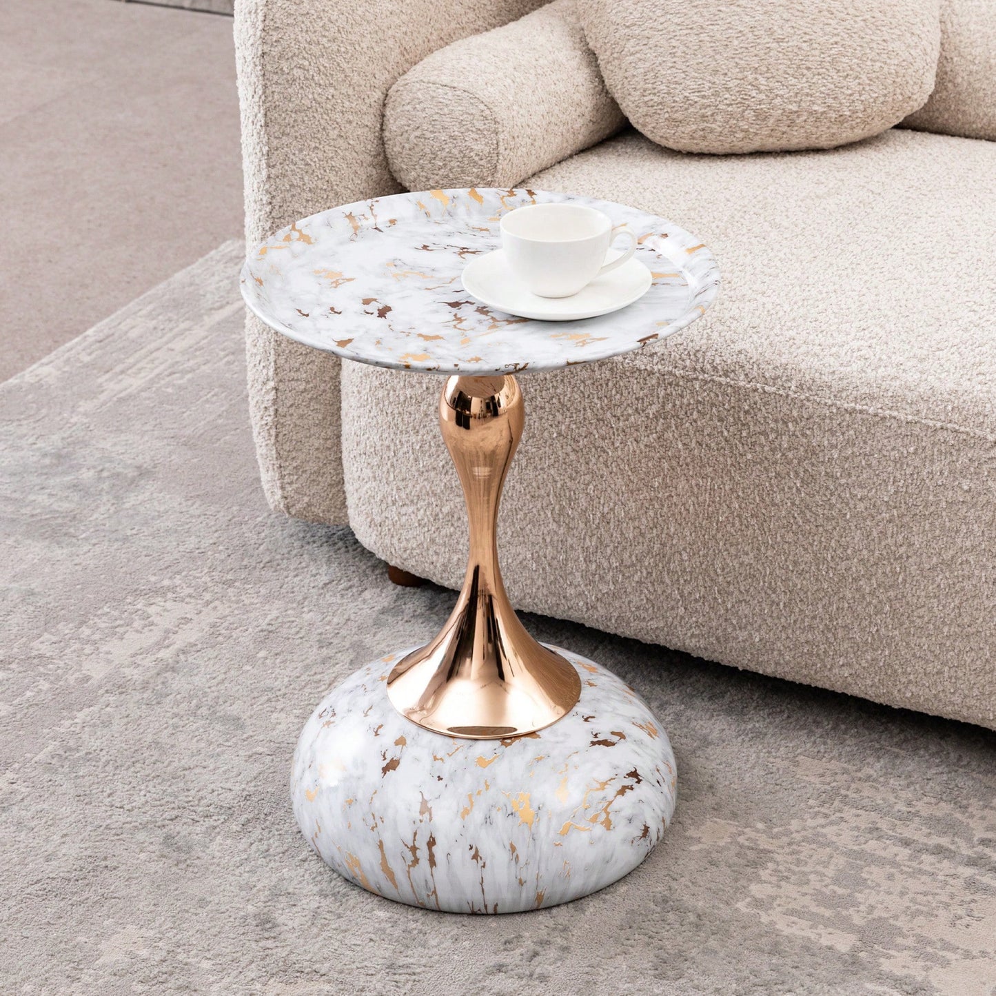 Modern Round Metal Pedestal Accent Table For Small Spaces Stylish Minimalist Side Table Ideal For Living Room And Martini Decor