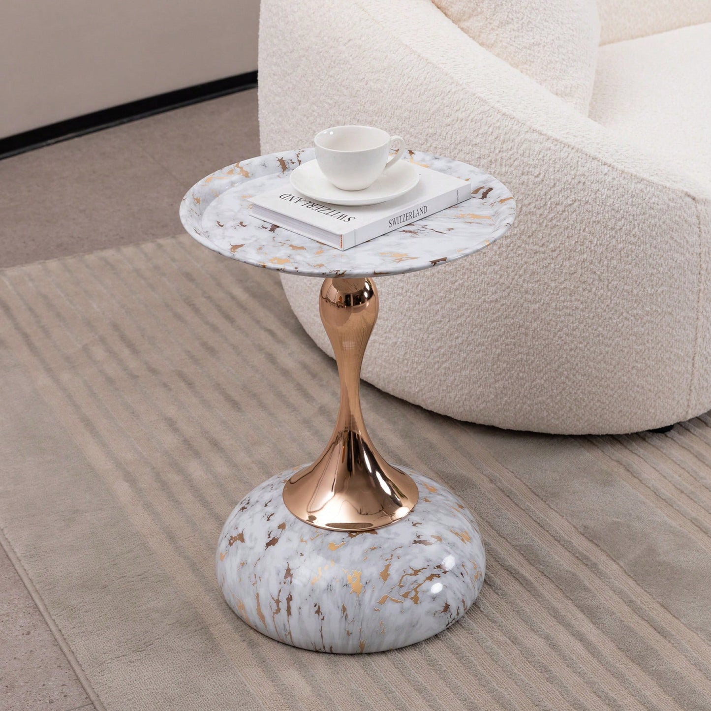 Modern Round Metal Pedestal Accent Table For Small Spaces Stylish Minimalist Side Table Ideal For Living Room And Martini Decor