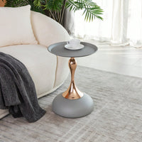 Modern Round Metal Pedestal Accent Table For Small Spaces Stylish Minimalist Side Table Ideal For Living Room And Martini Decor