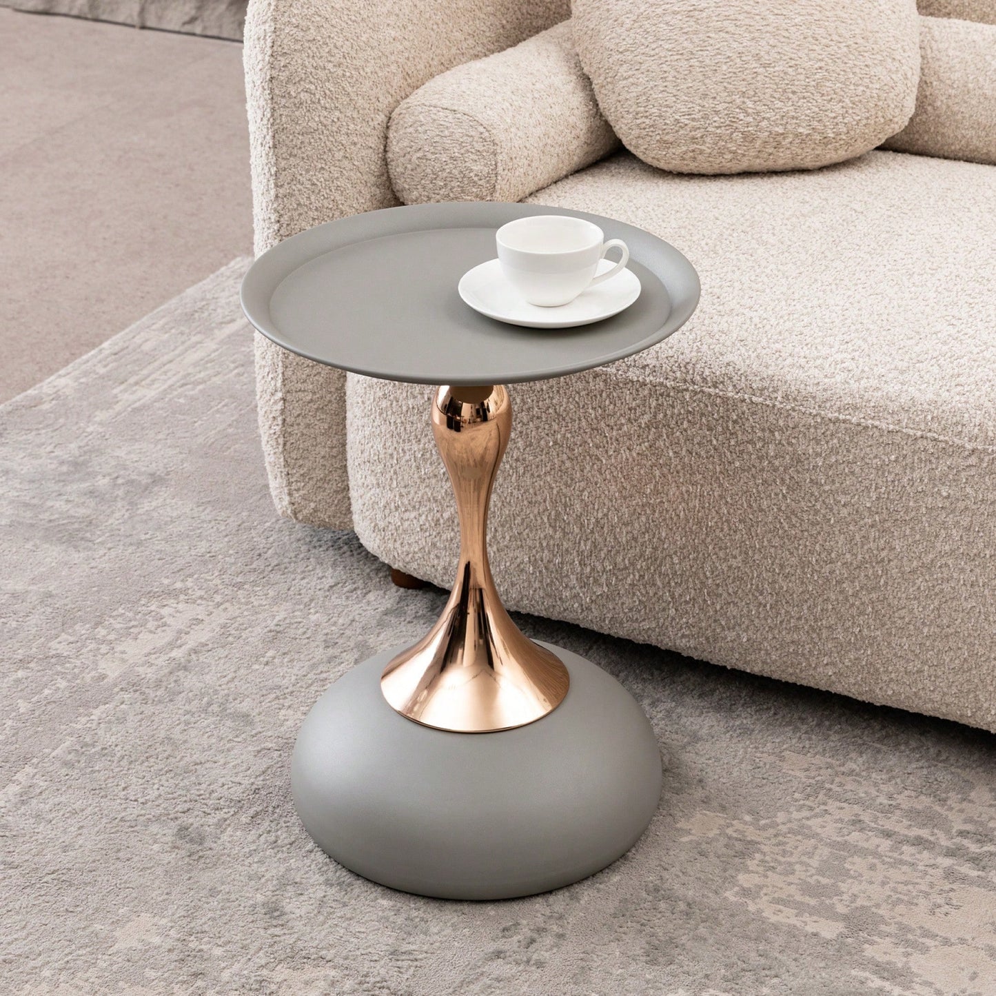 Modern Round Metal Pedestal Accent Table For Small Spaces Stylish Minimalist Side Table Ideal For Living Room And Martini Decor