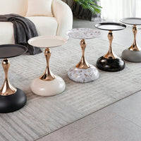 Modern Round Metal Pedestal Accent Table For Small Spaces Stylish Minimalist Side Table Ideal For Living Room And Martini Decor