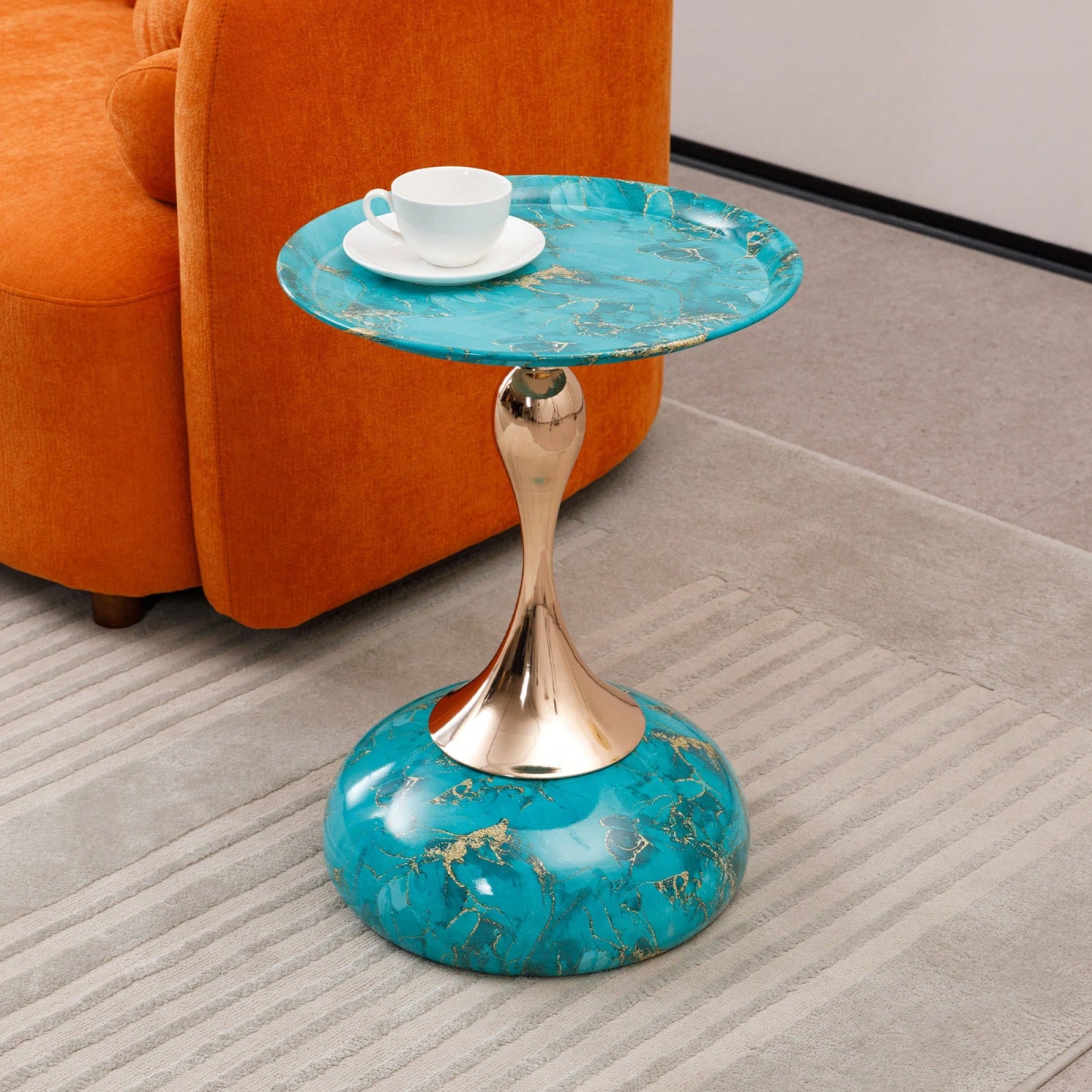 Modern Round Metal Pedestal Accent Table For Small Spaces Stylish Minimalist Side Table Ideal For Living Room And Martini Decor