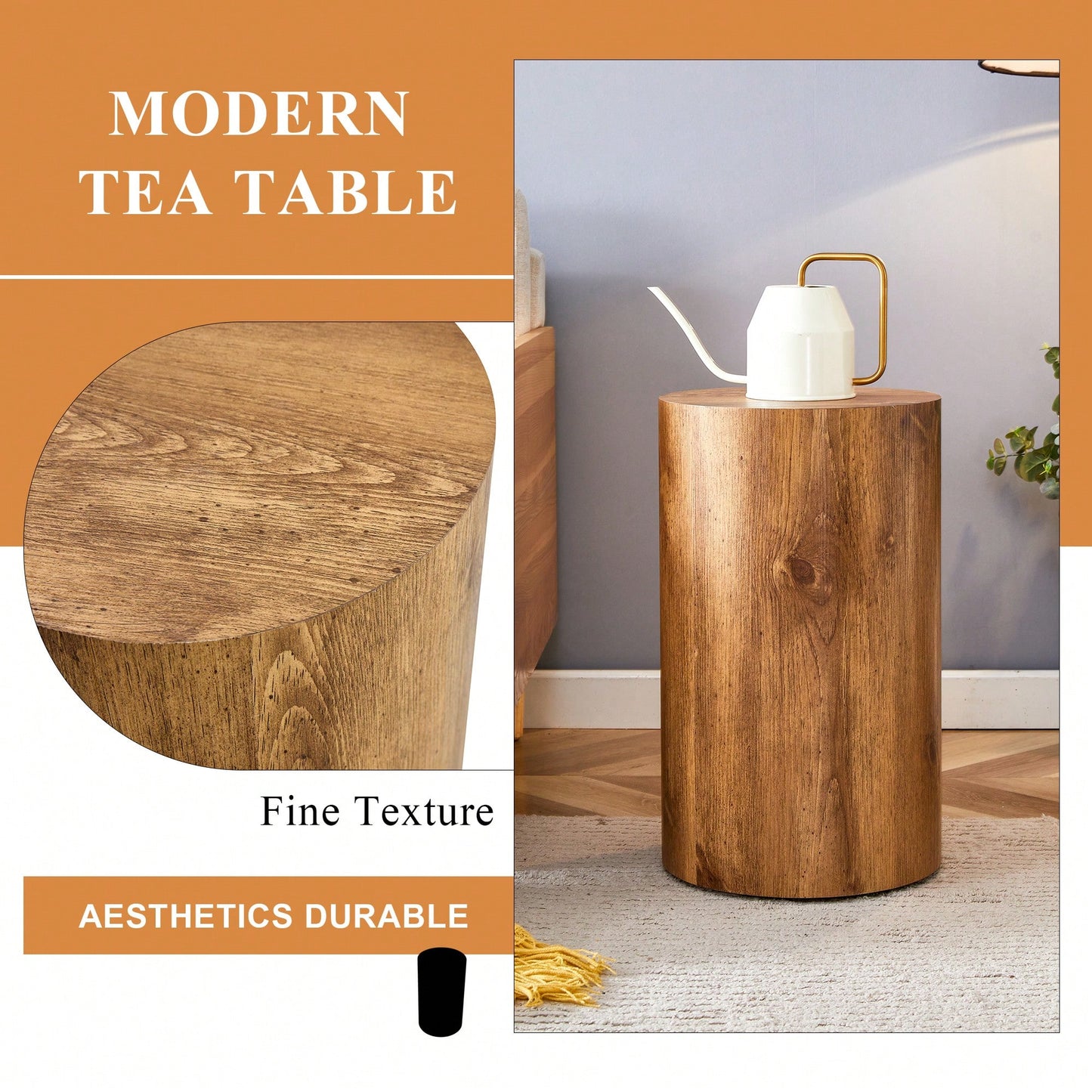 Versatile Cylindrical Table With Patterned Design For Coffee, Dining, Work, Or Writing Use