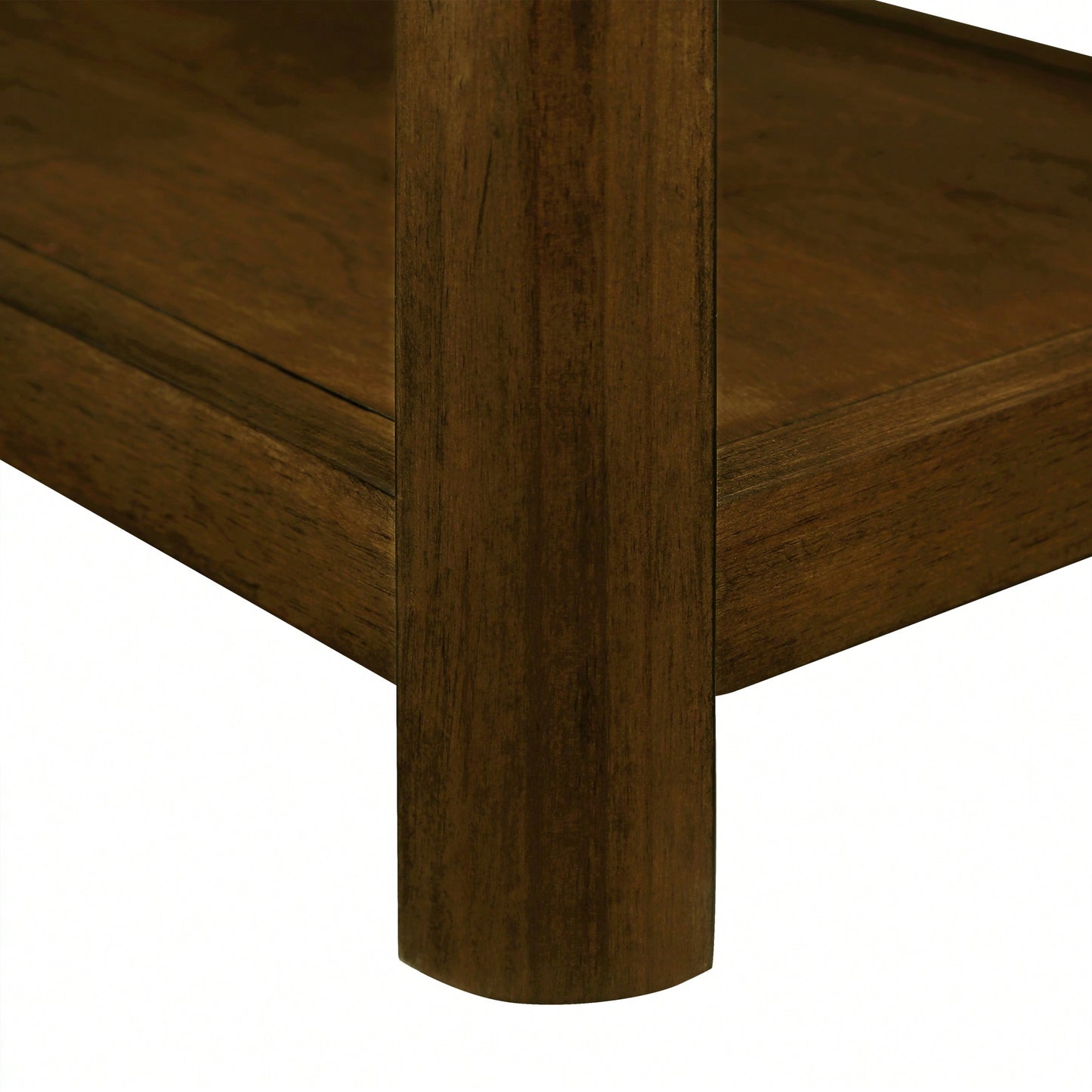 25 Inch Rectangular Farmhouse End Table With Storage Shelf Solid Wood Legs For Living Room Bedroom Office Walnut Finish