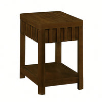 25 Inch Rectangular Farmhouse End Table With Storage Shelf Solid Wood Legs For Living Room Bedroom Office Walnut Finish